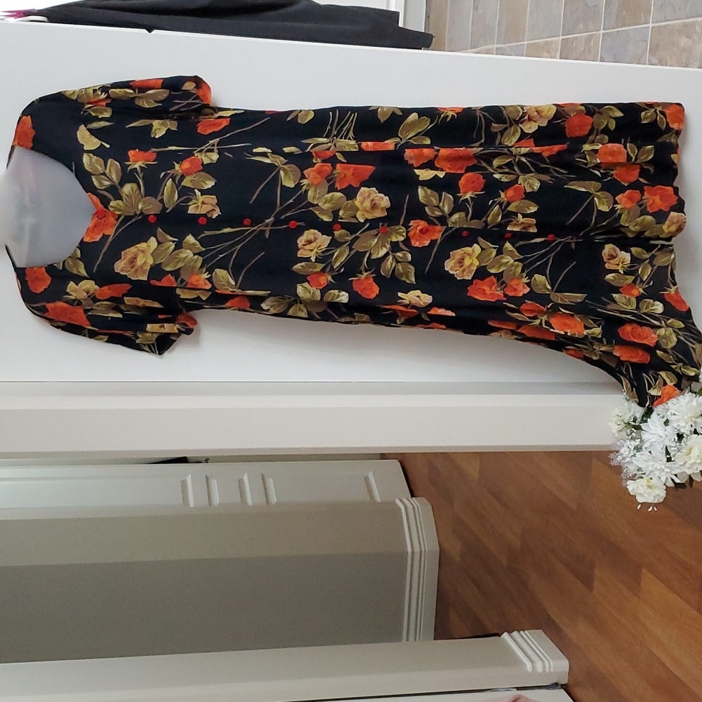 Boho Floral Maxi Dress, Pockets, fits XL